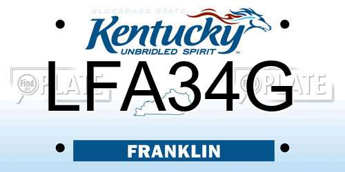 LFA34G Kentucky License Plate