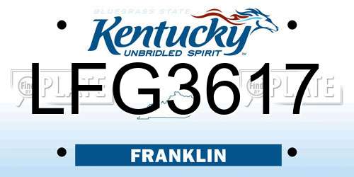 LFG3617 Kentucky License Plate