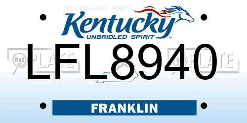 LFL8940 Kentucky License Plate