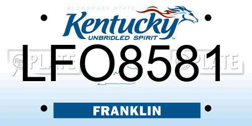 LFO8581 Kentucky License Plate