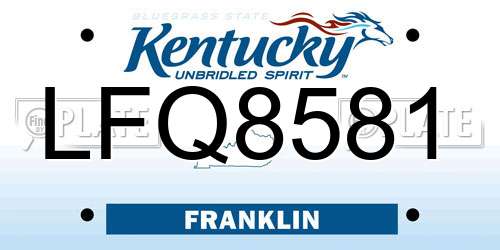 LFQ8581 Kentucky License Plate