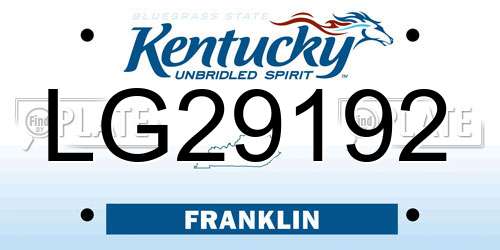 LG29192 Kentucky License Plate
