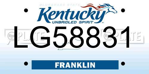 LG58831 Kentucky License Plate