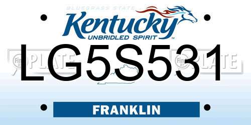 LG5S531 Kentucky License Plate