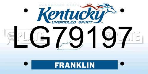 LG79197 Kentucky License Plate