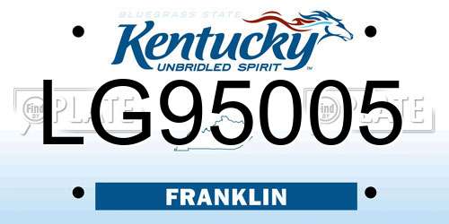 LG95005 Kentucky License Plate