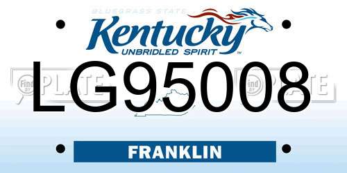 LG95008 Kentucky License Plate