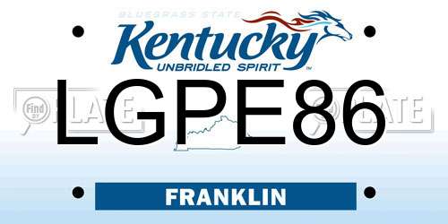 LGPE86 Kentucky License Plate