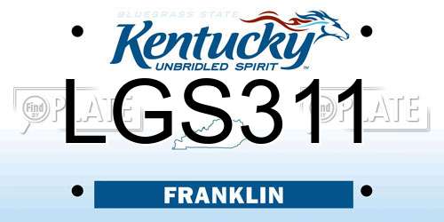 LGS311 Kentucky License Plate