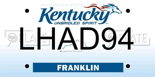 LHAD94 Kentucky License Plate