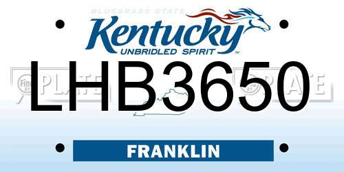 LHB3650 Kentucky License Plate