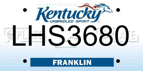 LHS3680 Kentucky License Plate