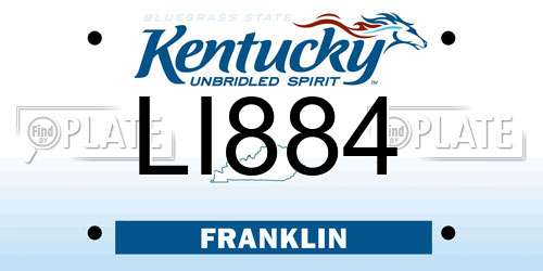 LI884 Kentucky License Plate