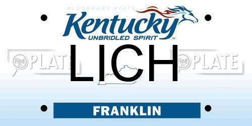LICH Kentucky License Plate