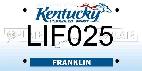 LIF025 Kentucky License Plate