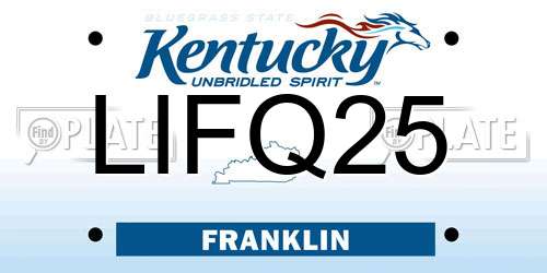 LIFQ25 Kentucky License Plate