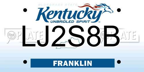 LJ2S8B Kentucky License Plate