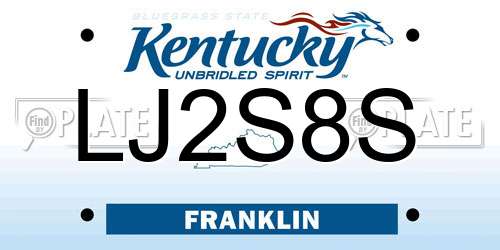 LJ2S8S Kentucky License Plate