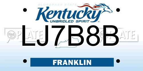LJ7B8B Kentucky License Plate