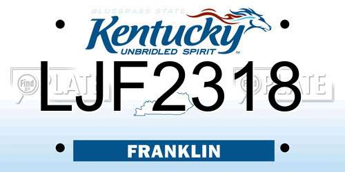 LJF2318 Kentucky License Plate