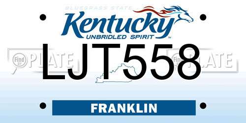 LJT558 Kentucky License Plate