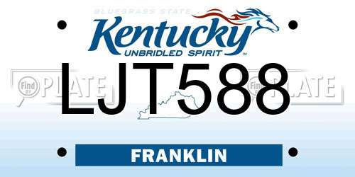 LJT588 Kentucky License Plate