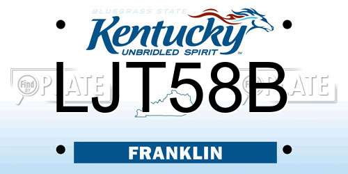 LJT58B Kentucky License Plate