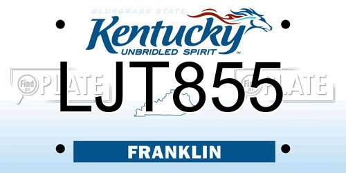 LJT855 Kentucky License Plate
