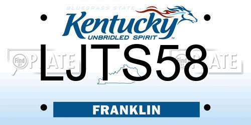 LJTS58 Kentucky License Plate