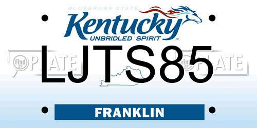 LJTS85 Kentucky License Plate