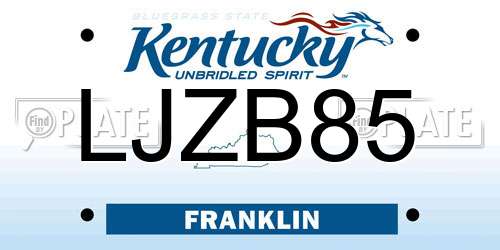 LJZB85 Kentucky License Plate