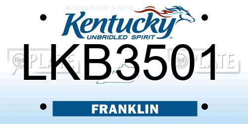 LKB3501 Kentucky License Plate