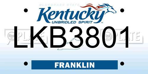 LKB3801 Kentucky License Plate
