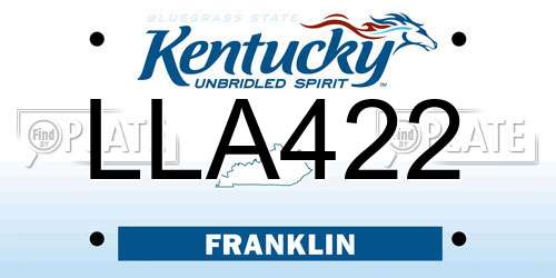 LLA422 Kentucky License Plate