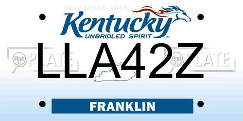 LLA42Z Kentucky License Plate