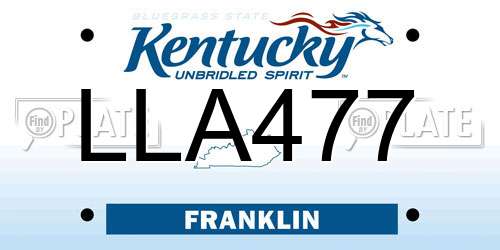 LLA477 Kentucky License Plate