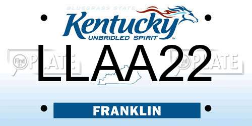 LLAA22 Kentucky License Plate
