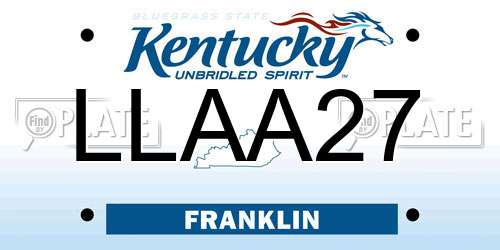 LLAA27 Kentucky License Plate