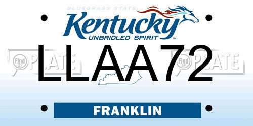 LLAA72 Kentucky License Plate
