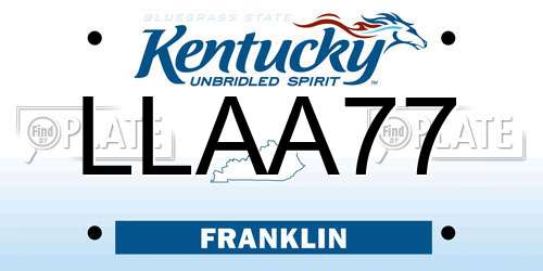 LLAA77 Kentucky License Plate