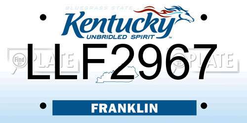 LLF2967 Kentucky License Plate