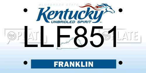 LLF851 Kentucky License Plate