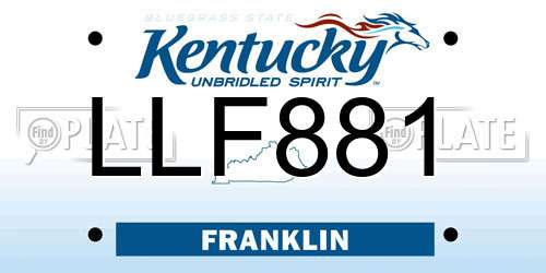 LLF881 Kentucky License Plate