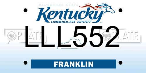 LLL552 Kentucky License Plate
