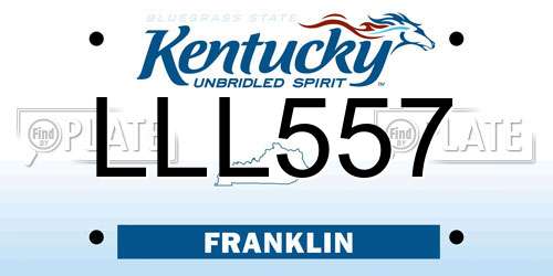 LLL557 Kentucky License Plate
