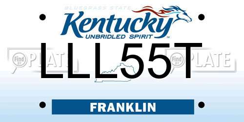 LLL55T Kentucky License Plate