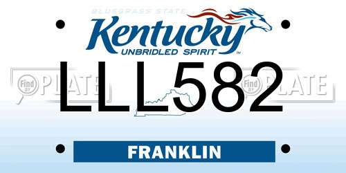 LLL582 Kentucky License Plate