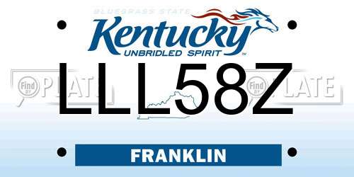 LLL58Z Kentucky License Plate
