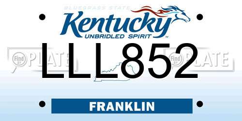 LLL852 Kentucky License Plate