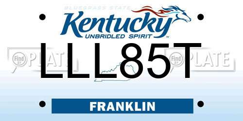 LLL85T Kentucky License Plate